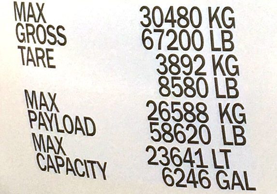 ISO tank container weight